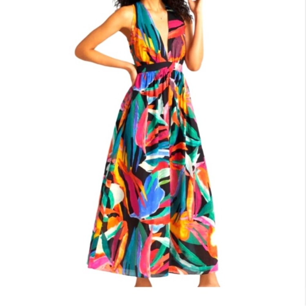 Fashion to Figure Colorful Tropical Maxi Dress